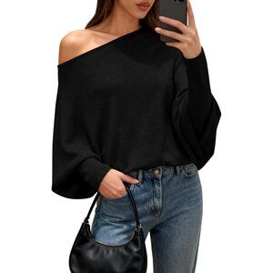 Women Knit Off Shoulder Sweater X-Large Fall Casual Cozy Trendy